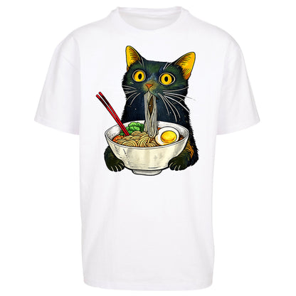 Ramen Noodle Black Cat Foodie Lover Oversized T Shirt