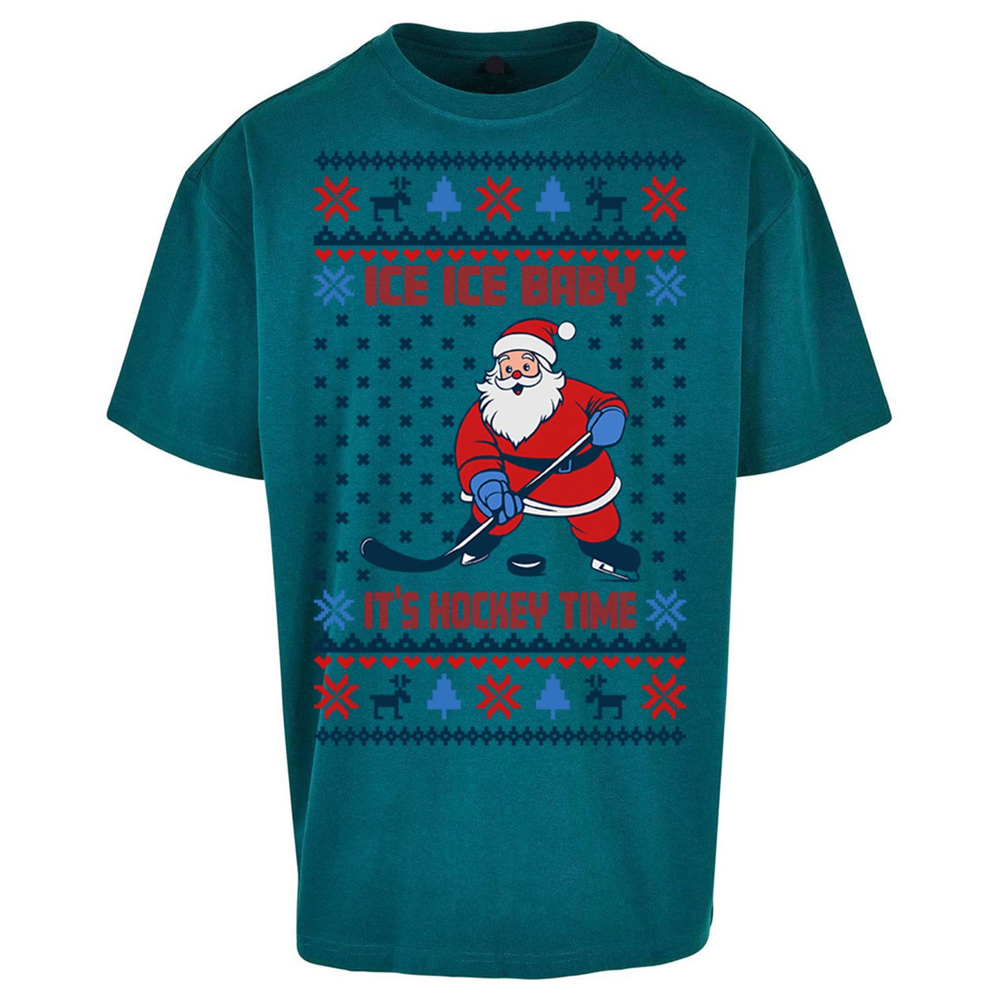Hockey Christmas Oversized T Shirt