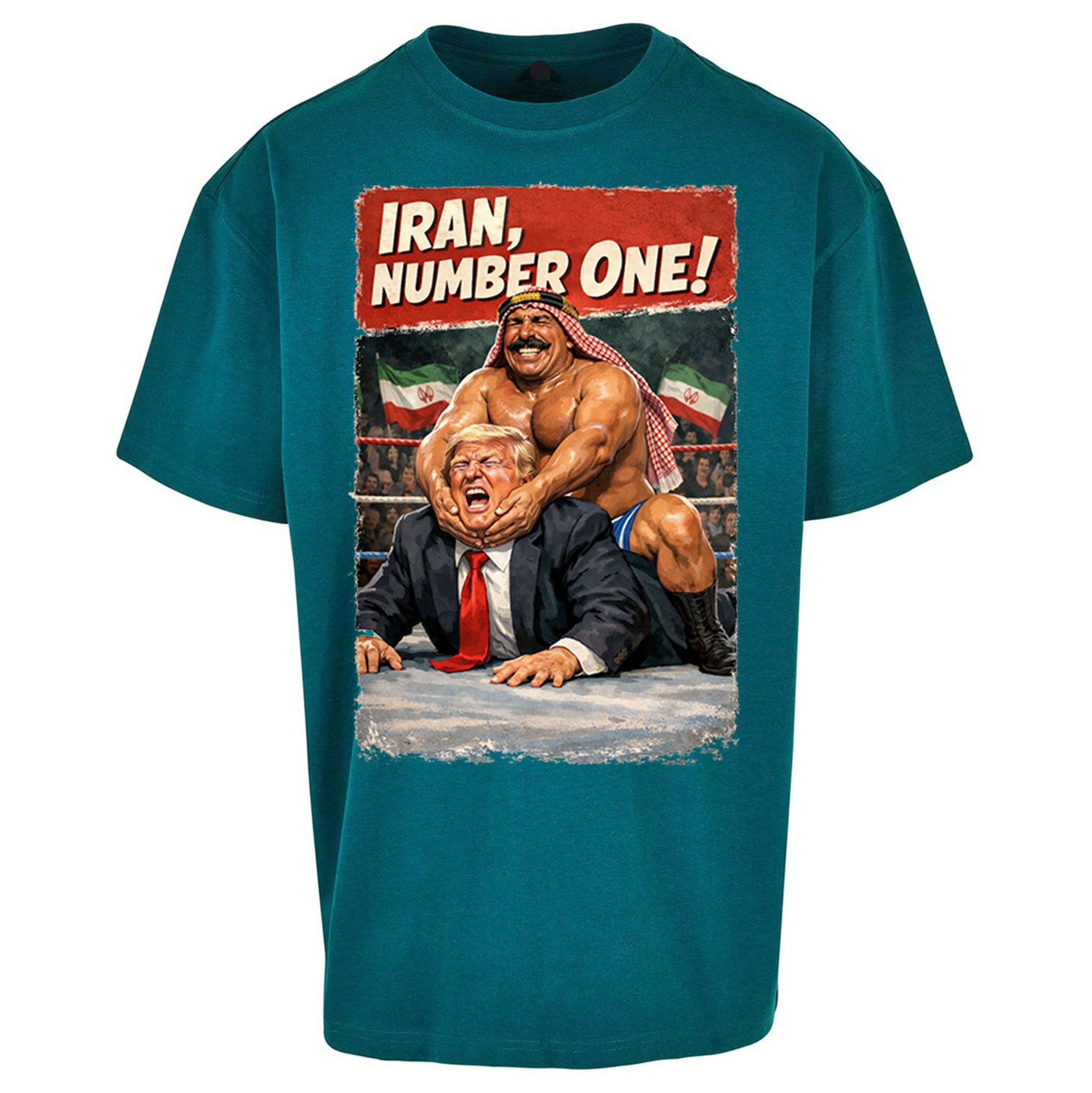 Donald Trump Iron Sheik Iran Wrestling Oversized T Shirt