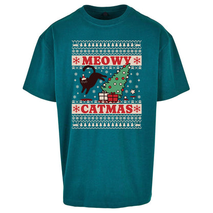 Christmas Cat Oversized T Shirt