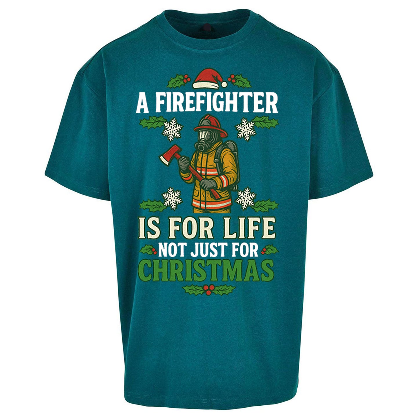 Firefighter Christmas Oversized T Shirt