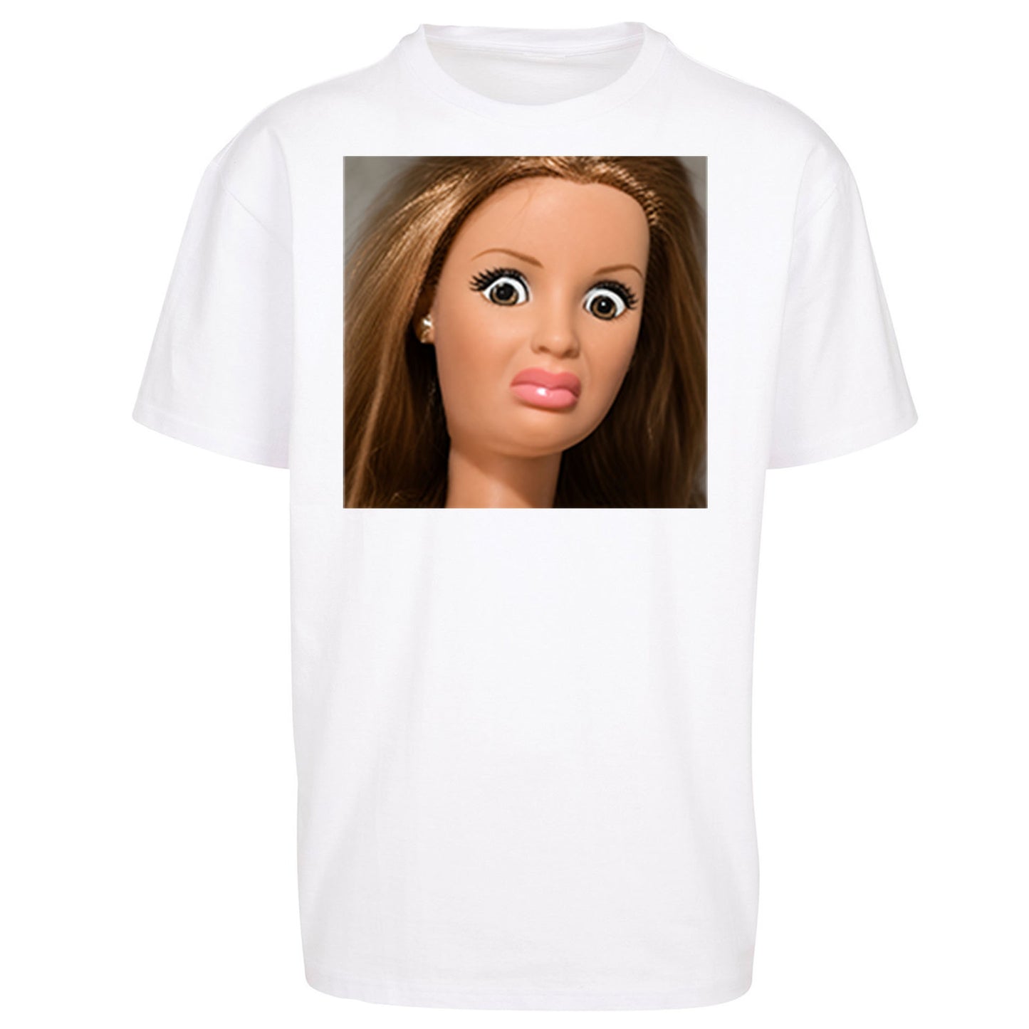 Funny Distressed Doll Face Meme Oversized T Shirt
