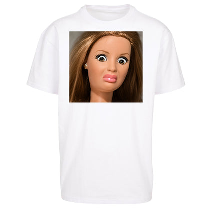 Funny Distressed Doll Face Meme Oversized T Shirt