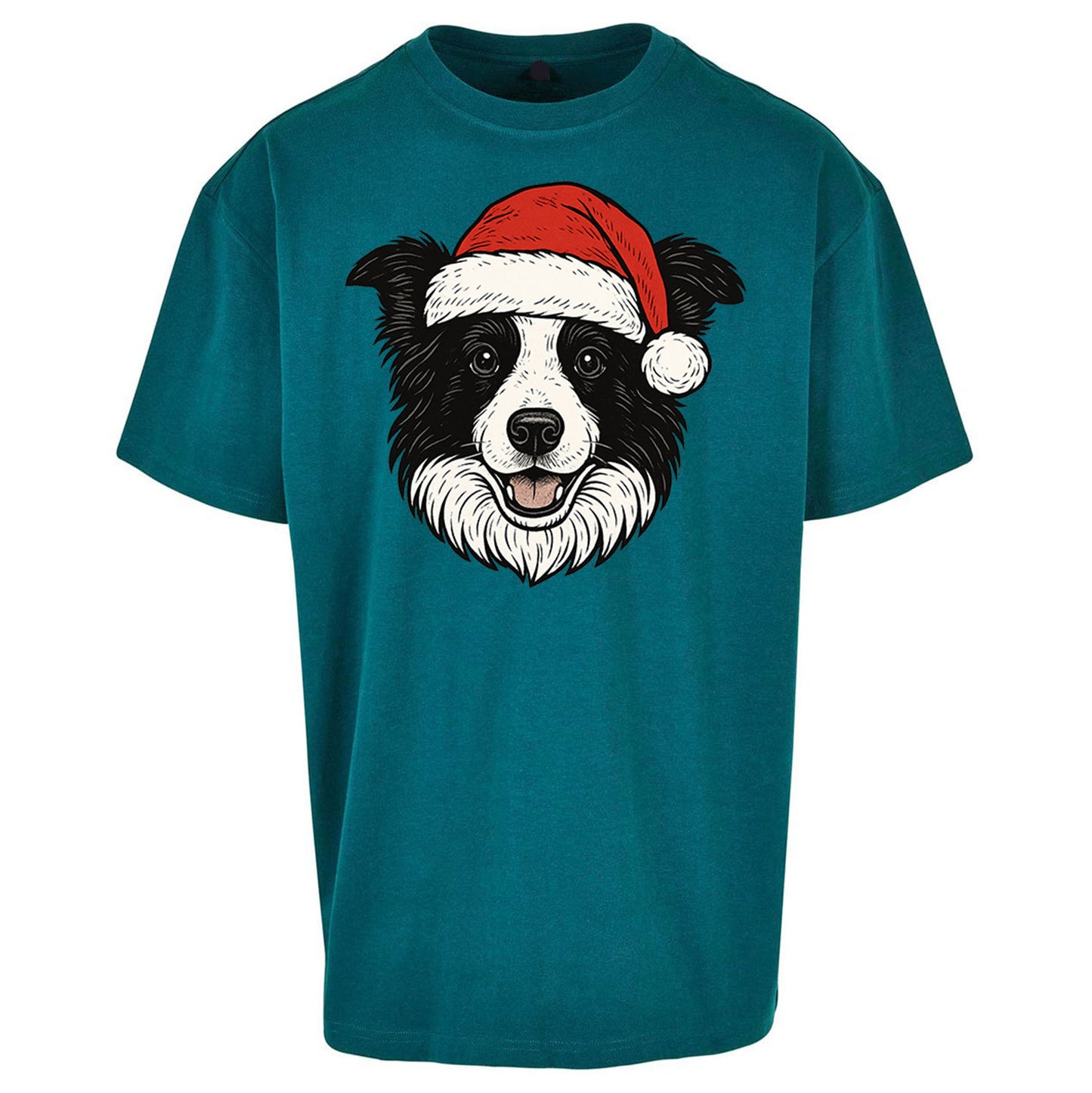 Border Collie Christmas Oversized T Shirt