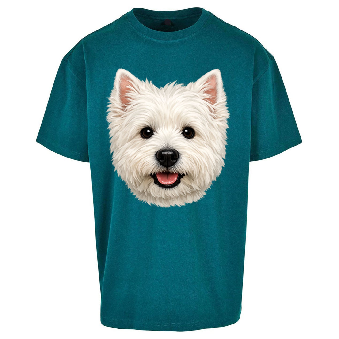 West Highland White Terrier Dog Face Oversized T Shirt