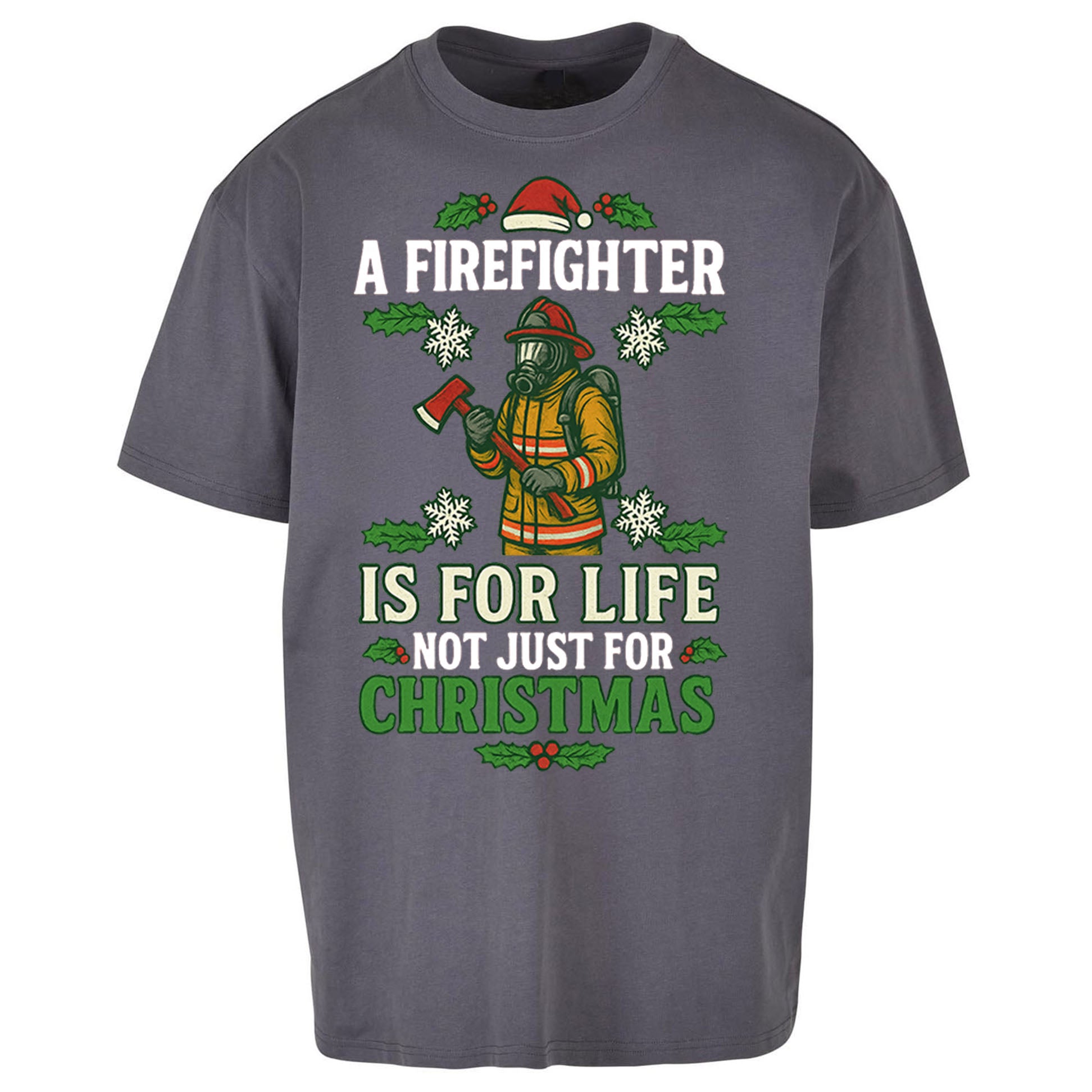 Firefighter Christmas Oversized T Shirt