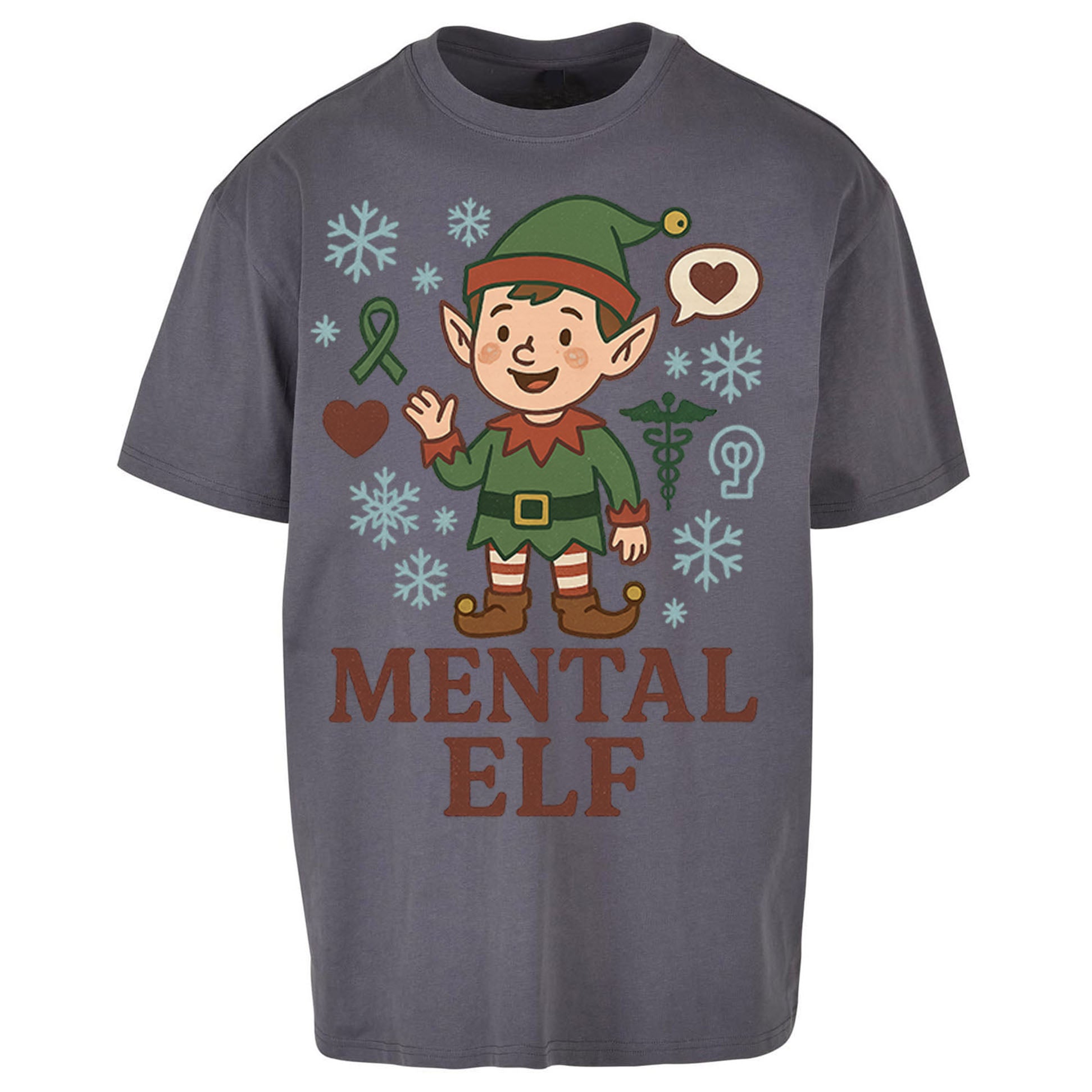 Mental Health Christmas Oversized T Shirt