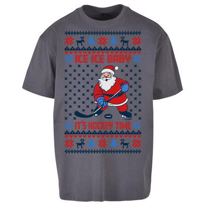 Hockey Christmas Oversized T Shirt