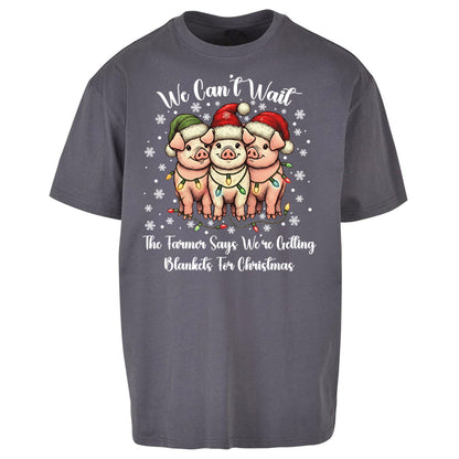 Three Pigs Christmas Oversized T Shirt