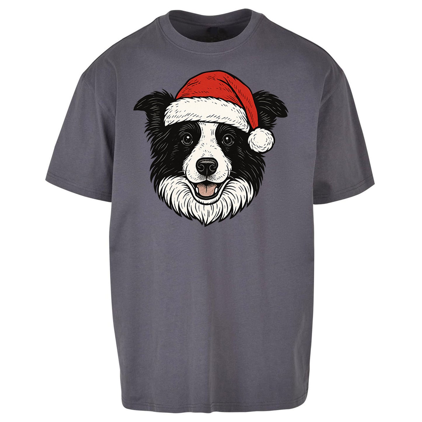 Border Collie Christmas Oversized T Shirt