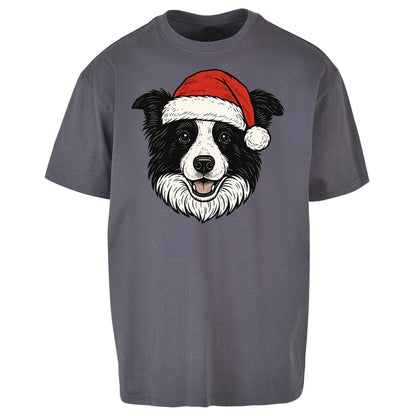 Border Collie Christmas Oversized T Shirt