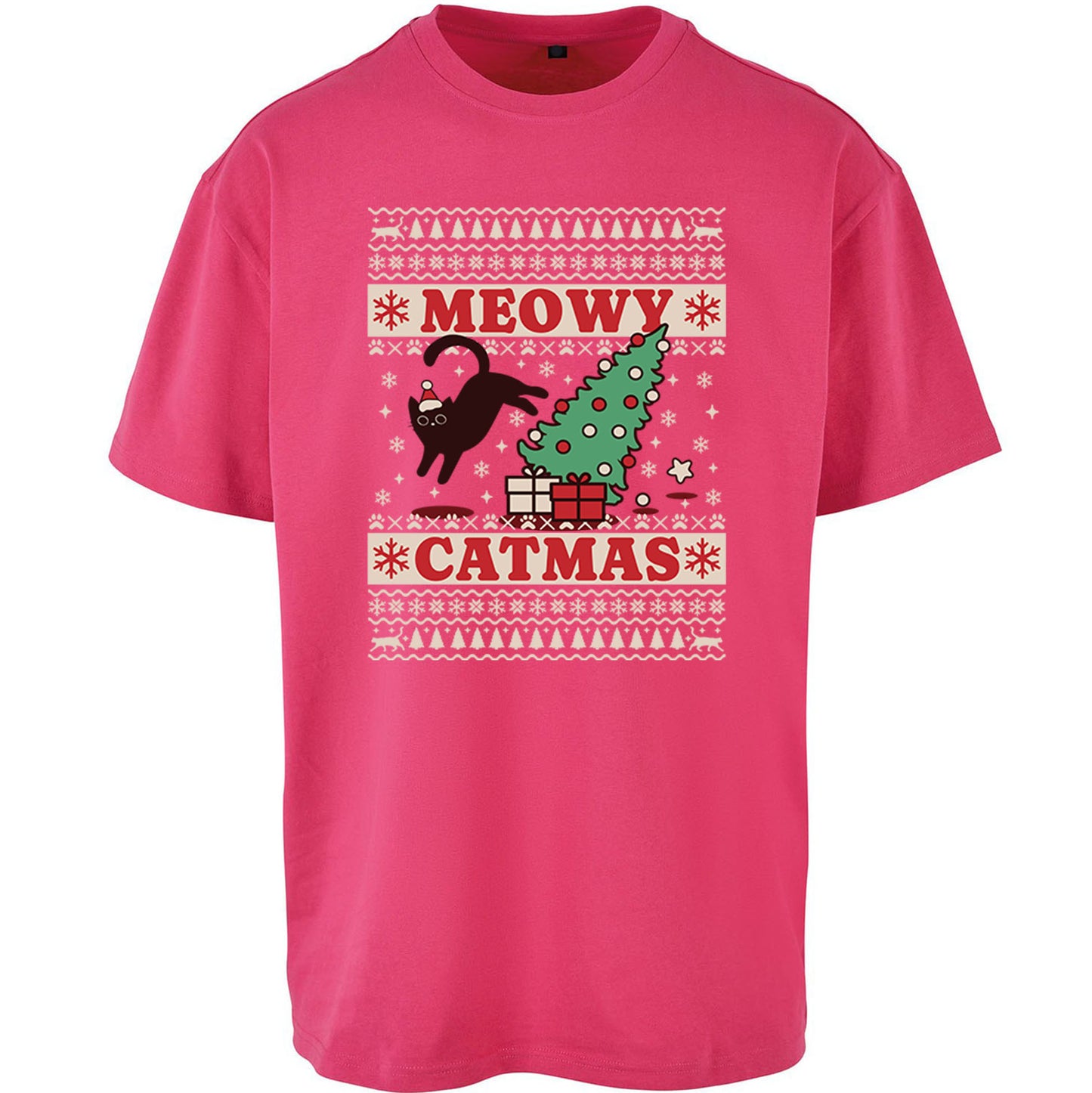 Christmas Cat Oversized T Shirt