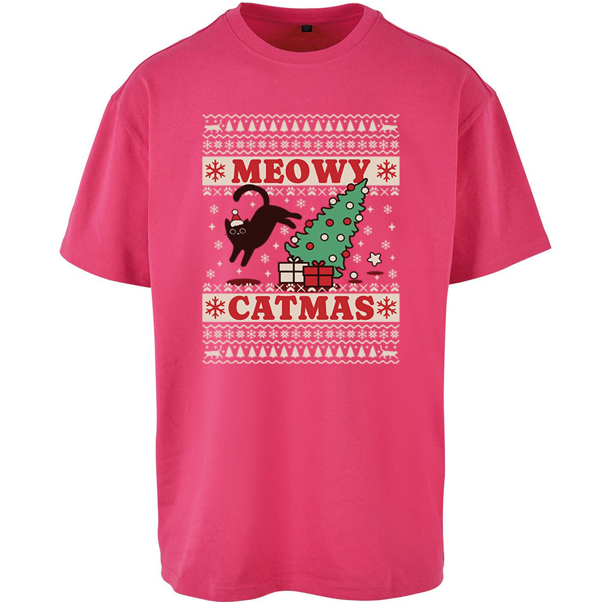 Christmas Cat Oversized T Shirt