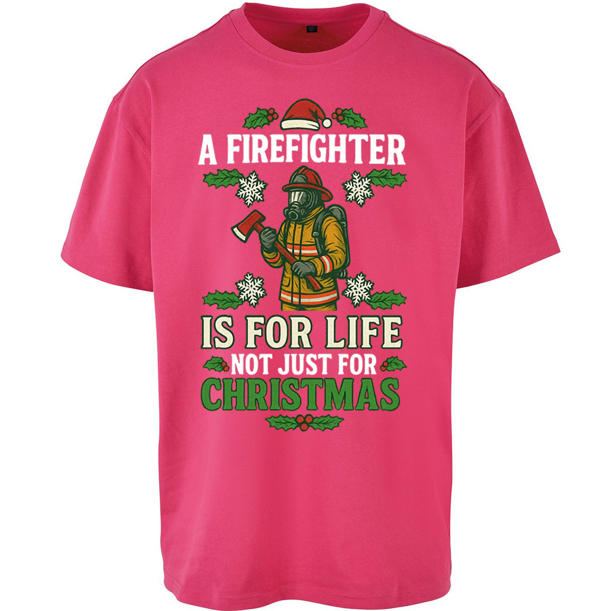 Firefighter Christmas Oversized T Shirt