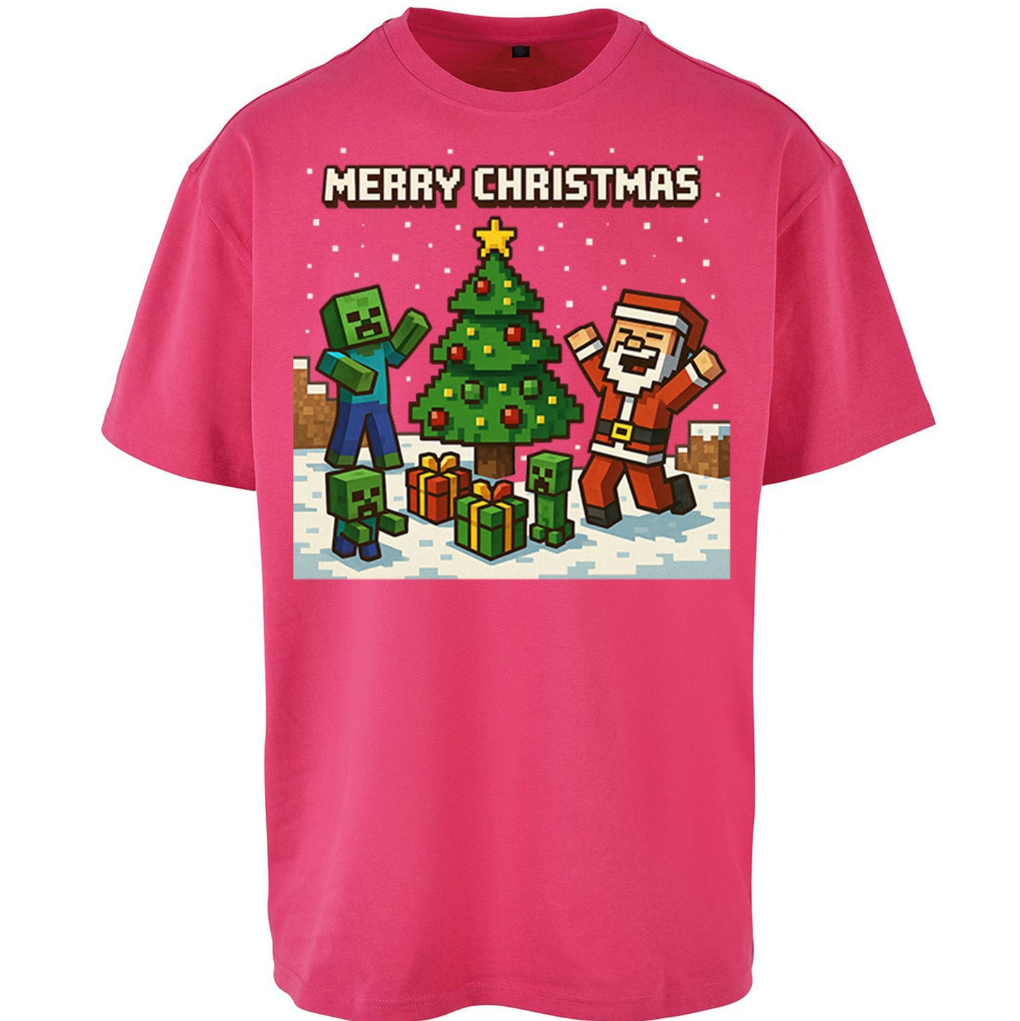 Minecraft Christmas Oversized T Shirt