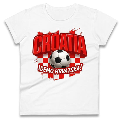 Croatia Retro World Cup Ladies T Shirt