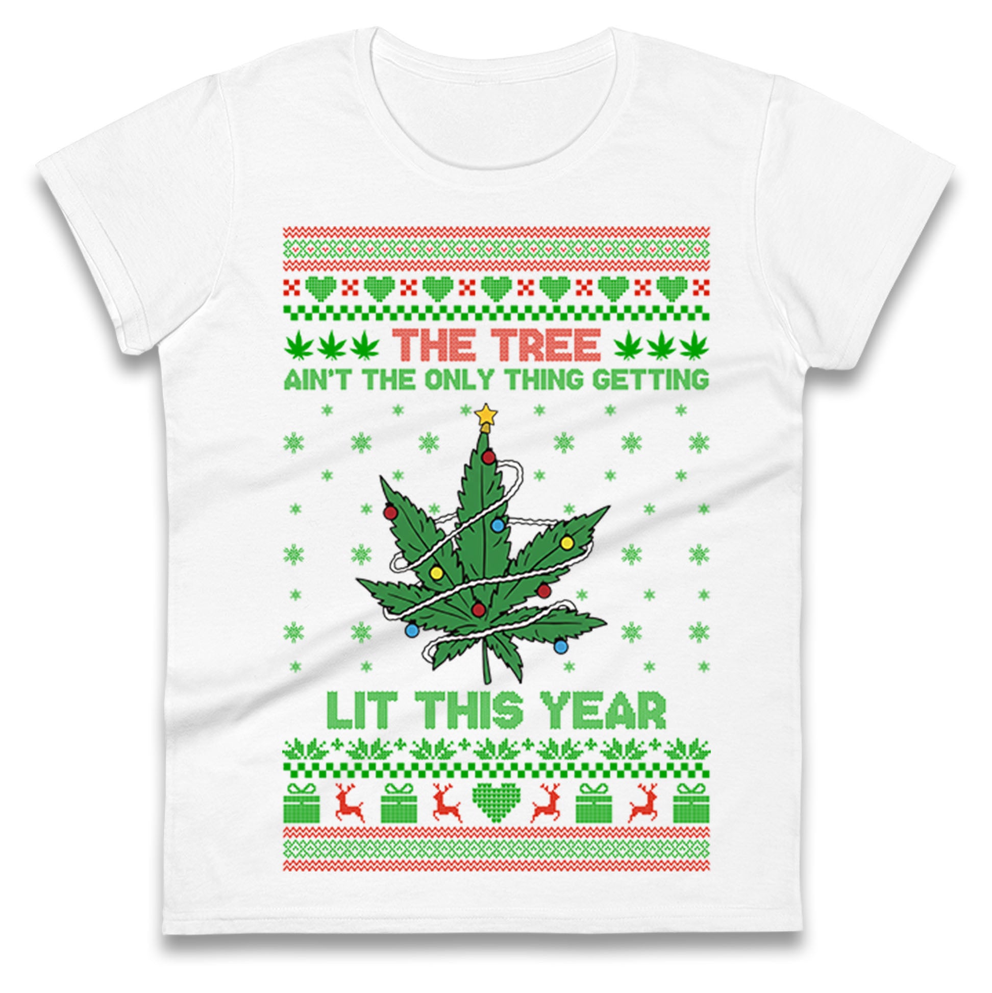 Cannabis Christmas Ladies T Shirt