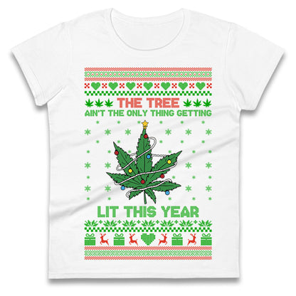 Cannabis Christmas Ladies T Shirt