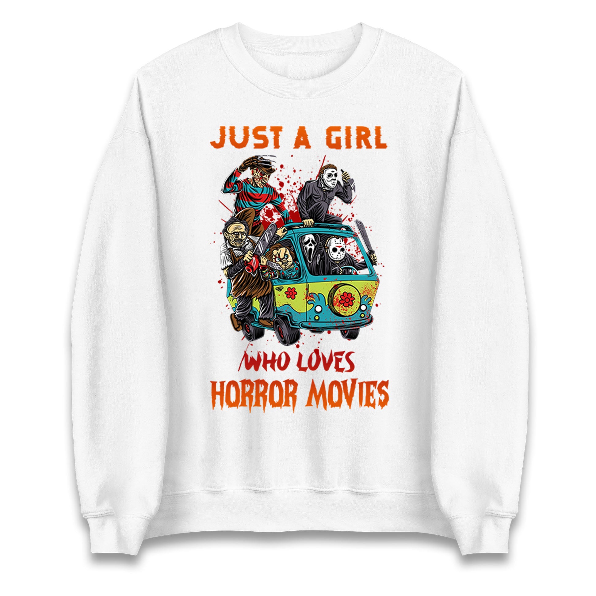 Just A Girl Who Loves Horror Movies Halloween Sweatshirt
