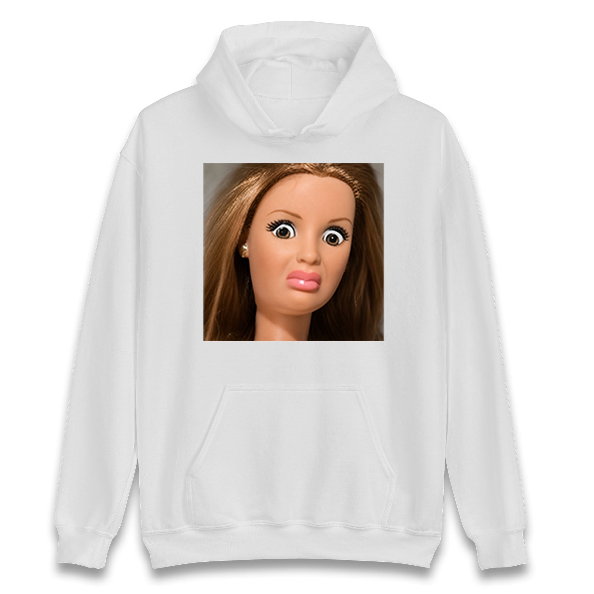 Funny Distressed Doll Face Meme Hoodie