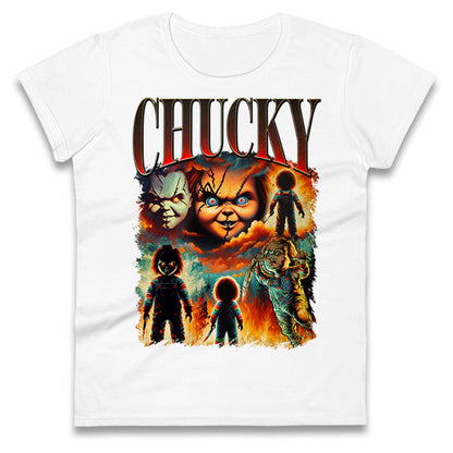 Chucky Doll Halloween Bootleg Womens T Shirt