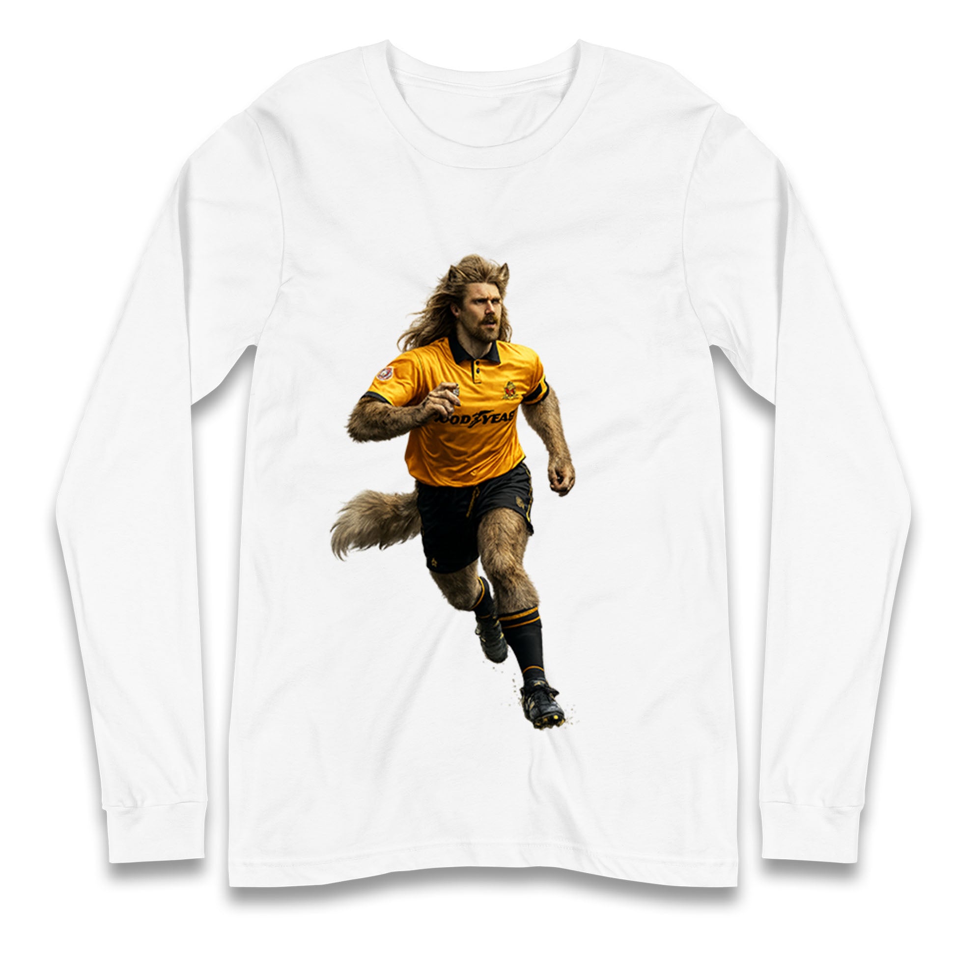 Retro The Wolf Wolves Football Longsleeve T Shirt