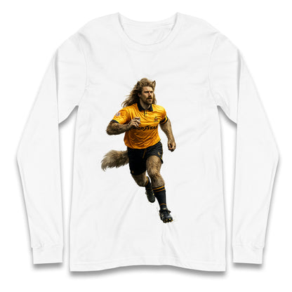 Retro The Wolf Wolves Football Longsleeve T Shirt