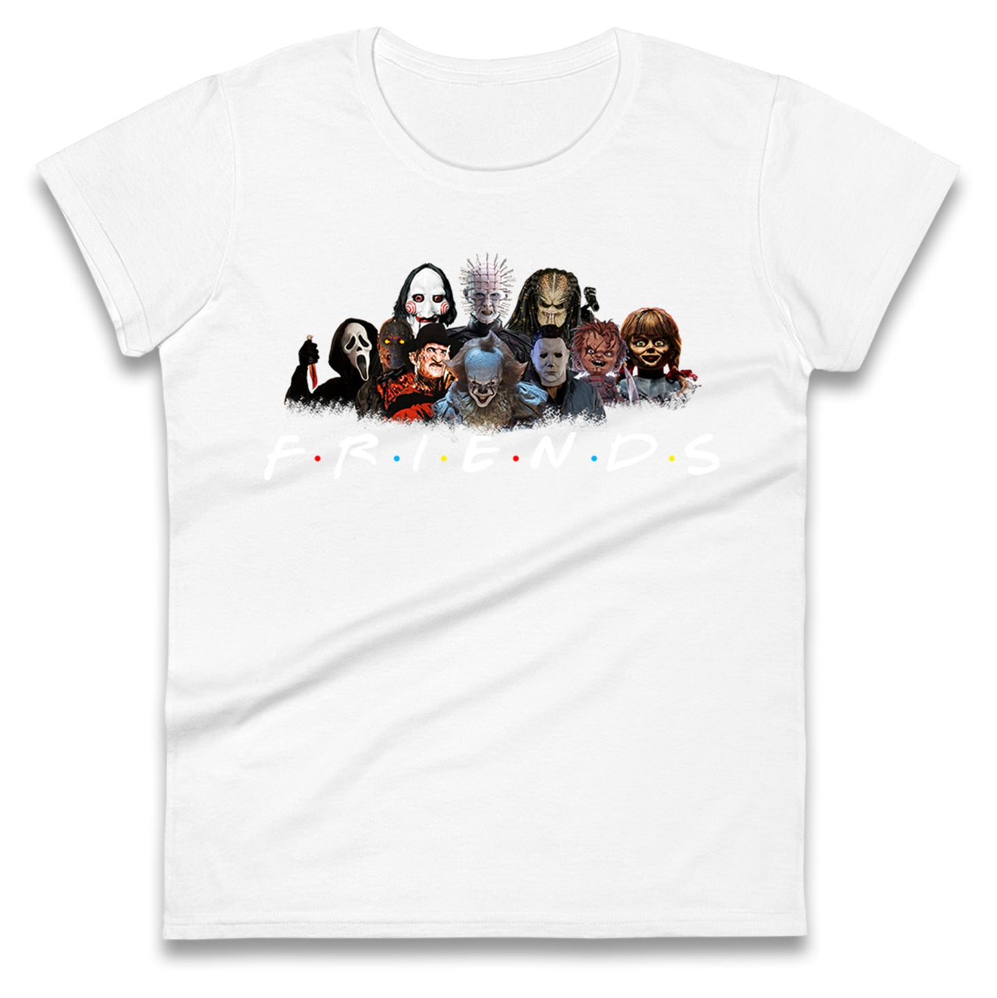 Horror Characters Friends Halloween Womens t shirts