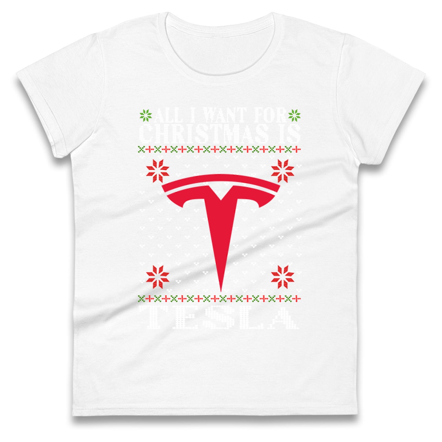 tesla christmas womens t shirt