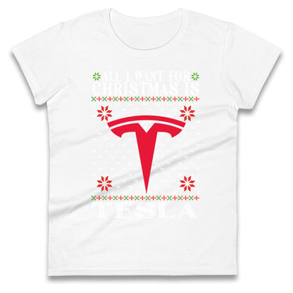 tesla christmas womens t shirt