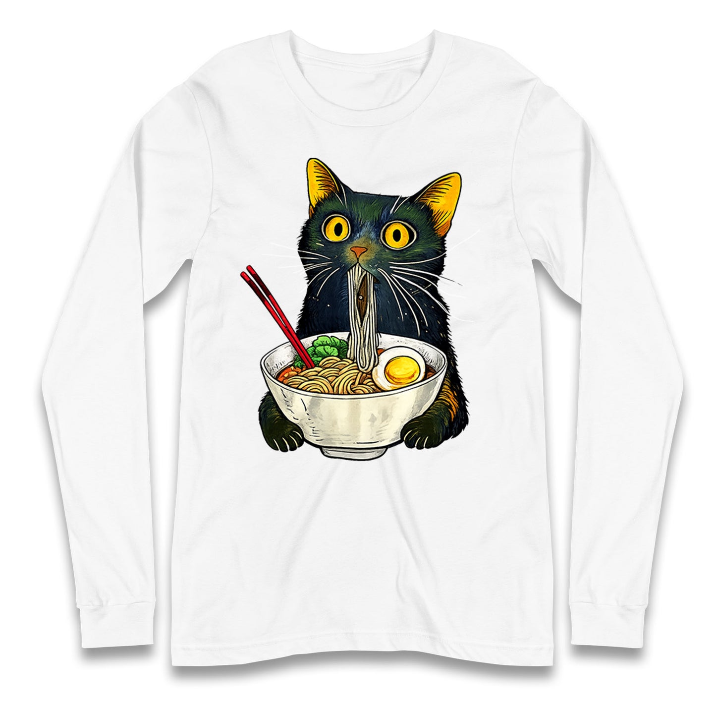 Ramen Noodle Black Cat Foodie  Longsleeve T Shirt 