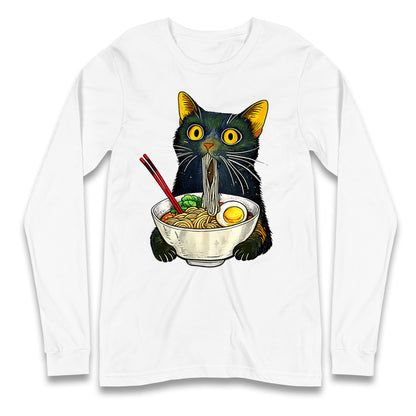 Ramen Noodle Black Cat Foodie  Longsleeve T Shirt 
