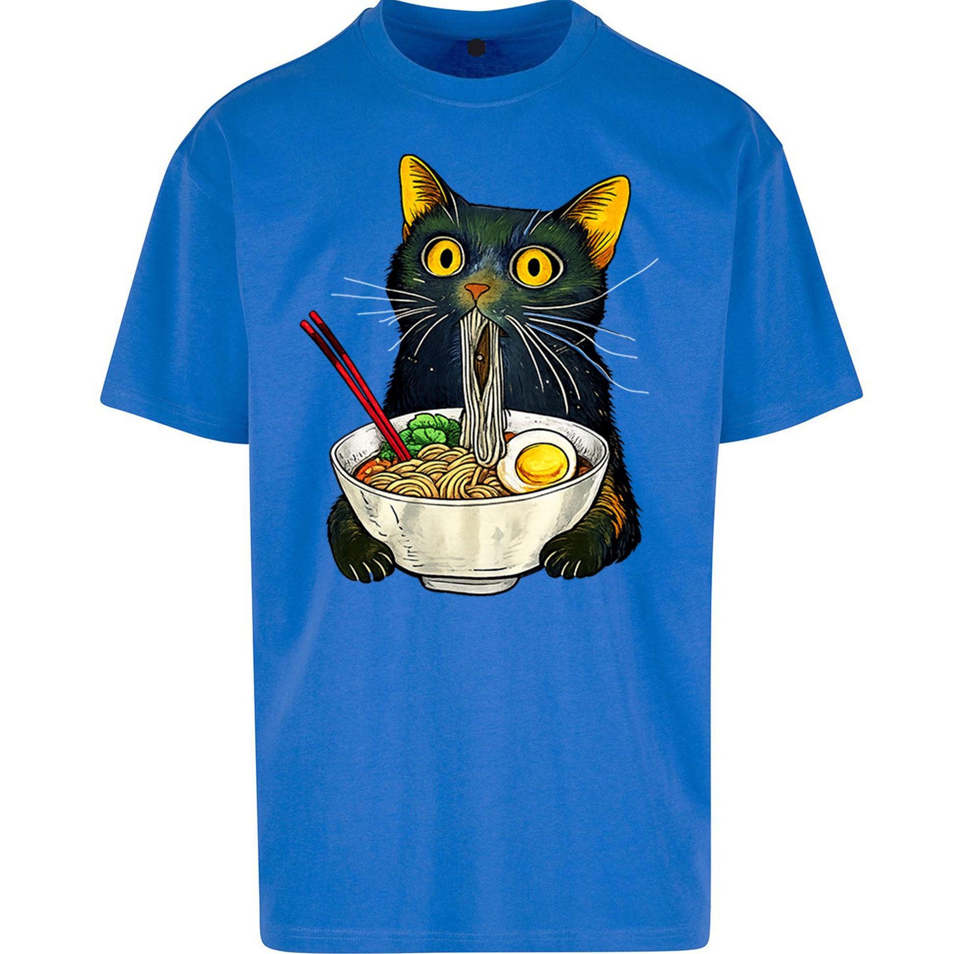 Ramen Noodle Black Cat Foodie Lover Oversized T Shirt