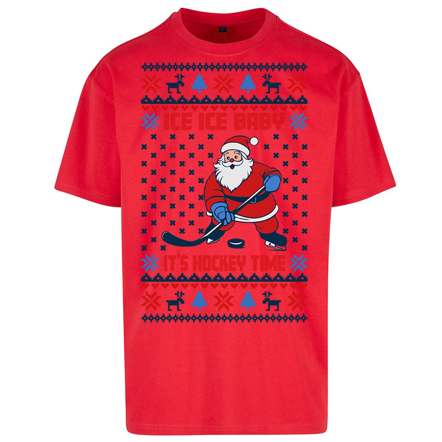 Hockey Christmas Oversized T Shirt