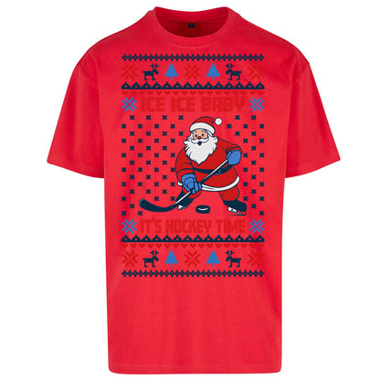 Hockey Christmas Oversized T Shirt
