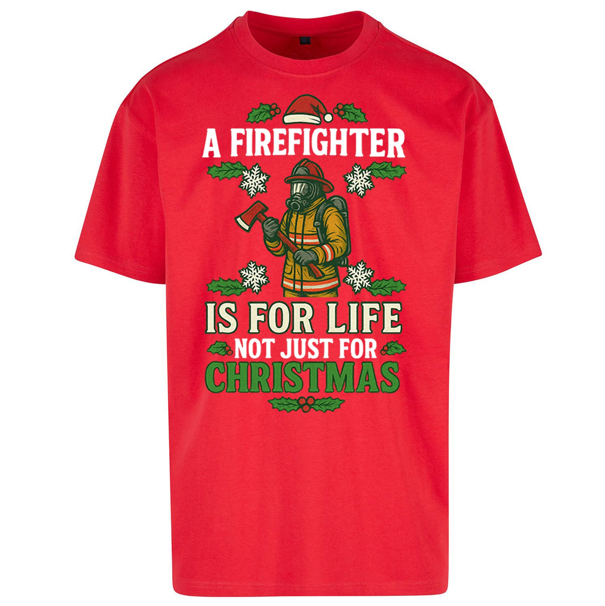 Firefighter Christmas Oversized T Shirt