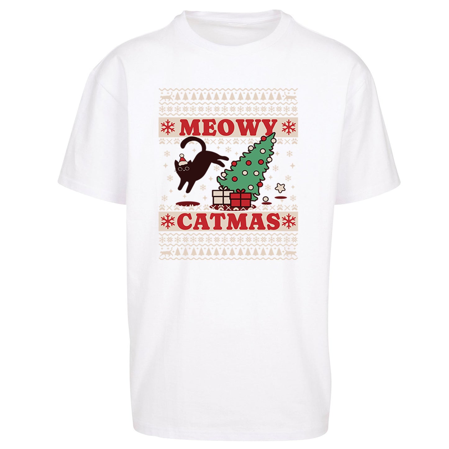 Christmas Cat Oversized T Shirt