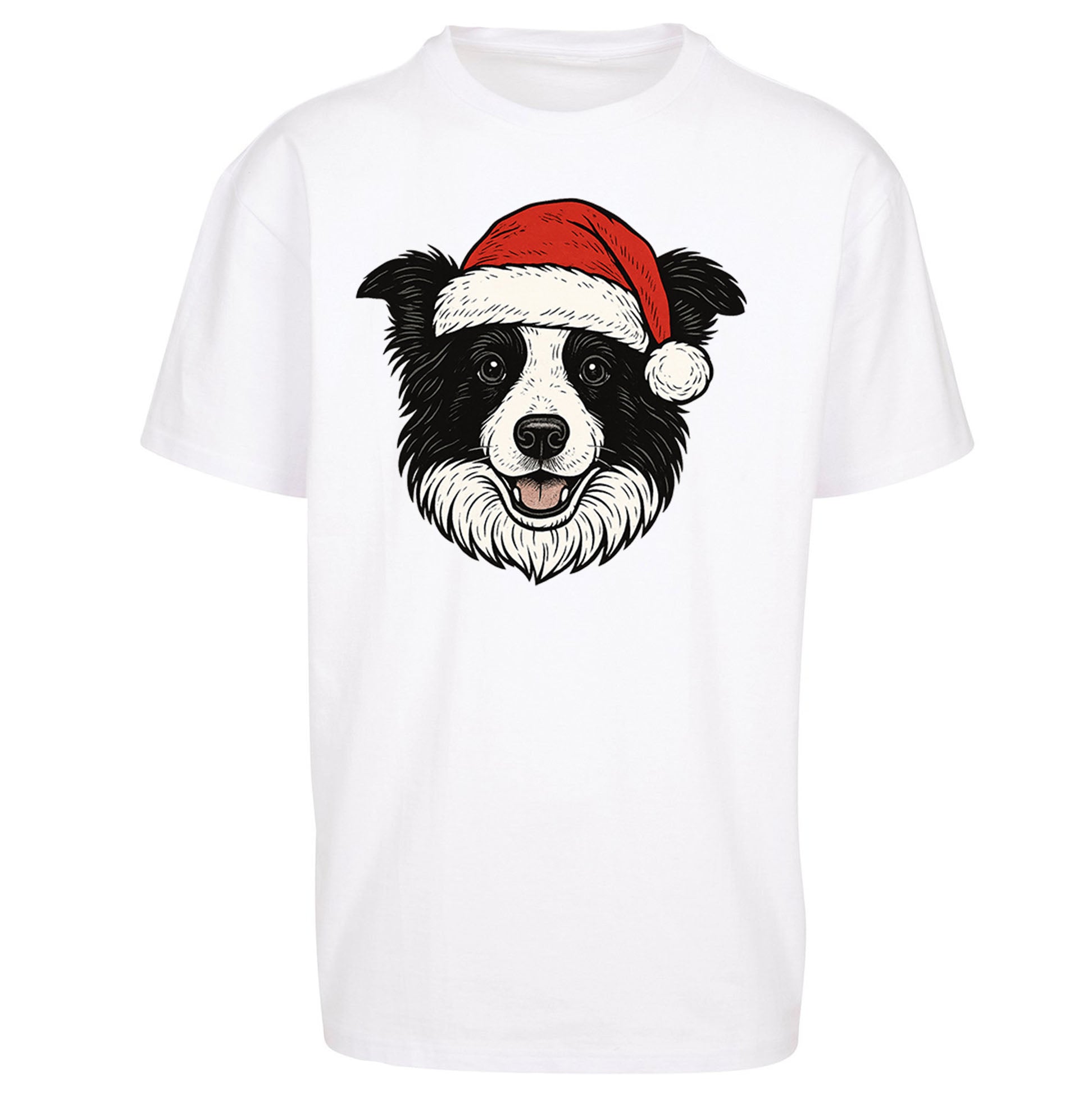 Border Collie Christmas Oversized T Shirt