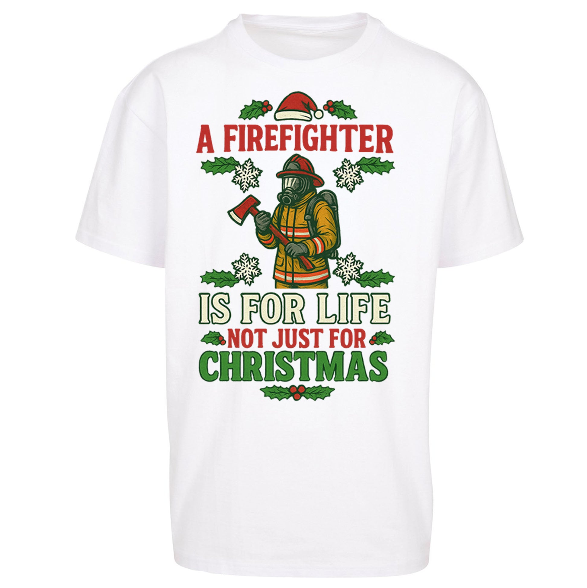 Firefighter Christmas Oversized T Shirt