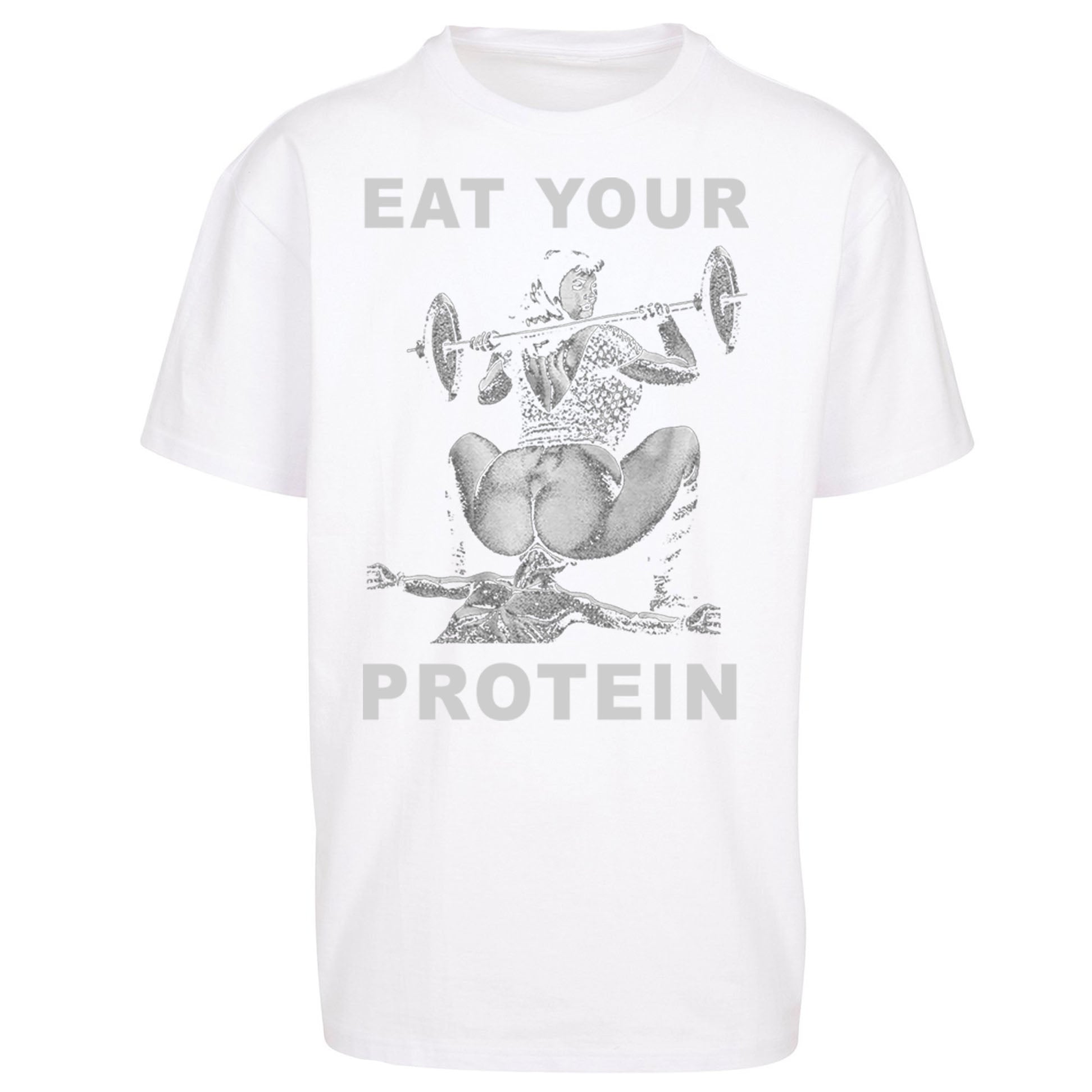 Breakfast Of Champions Eat Your Protein SarcasticOversized T Shirt
