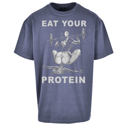 Breakfast Of Champions Eat Your Protein SarcasticOversized T Shirt
