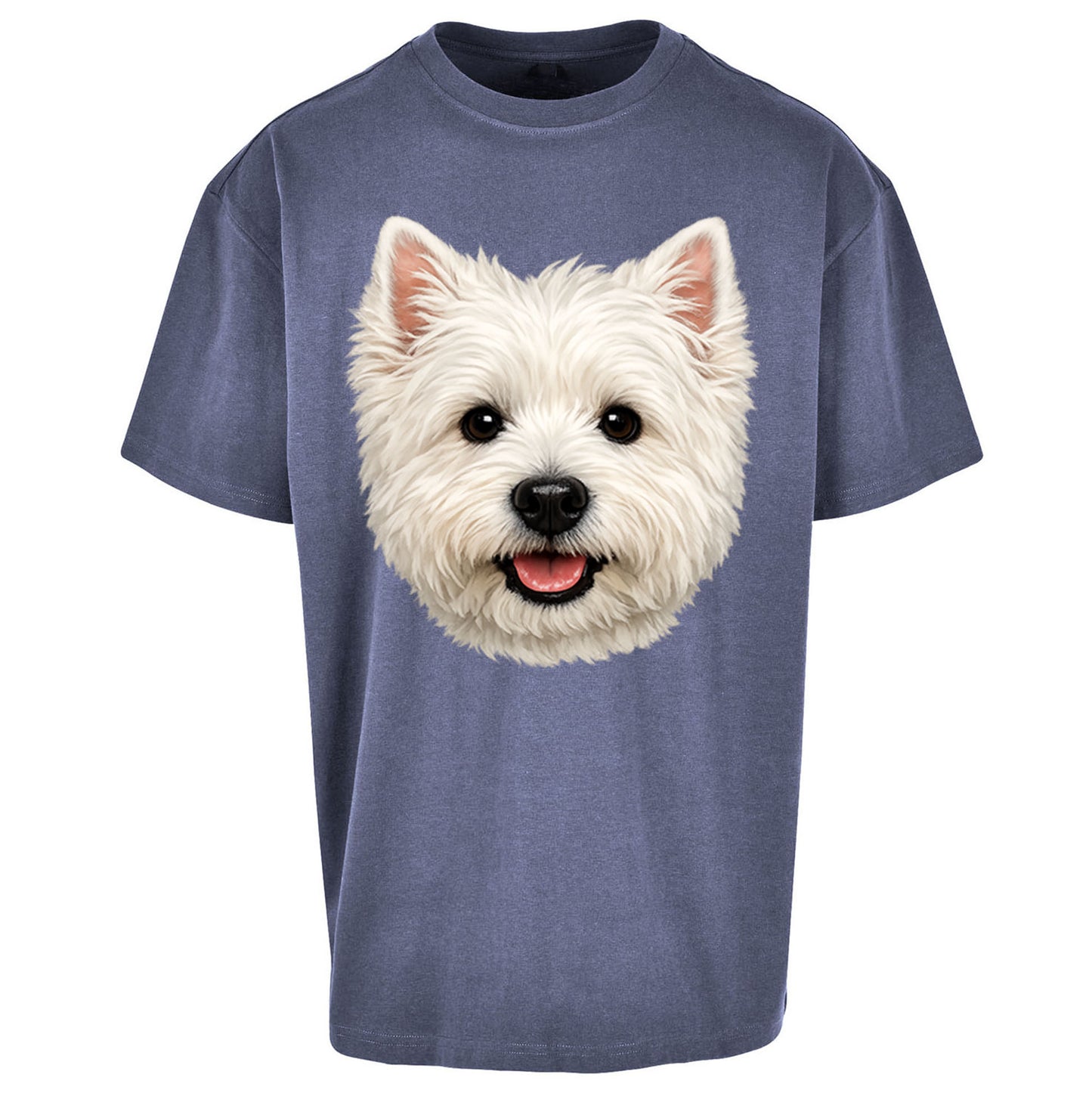 West Highland White Terrier Dog Face Oversized T Shirt