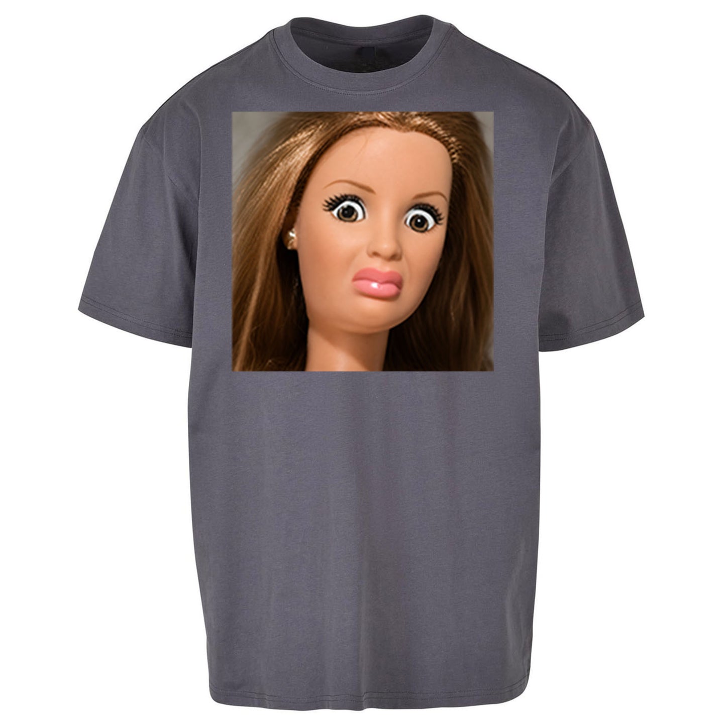Distressed Doll Face Meme - Oversized T Shirt