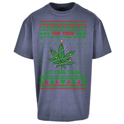Cannabis Christmas Oversized T Shirt
