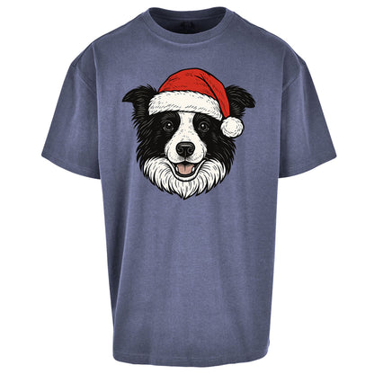 Border Collie Christmas Oversized T Shirt