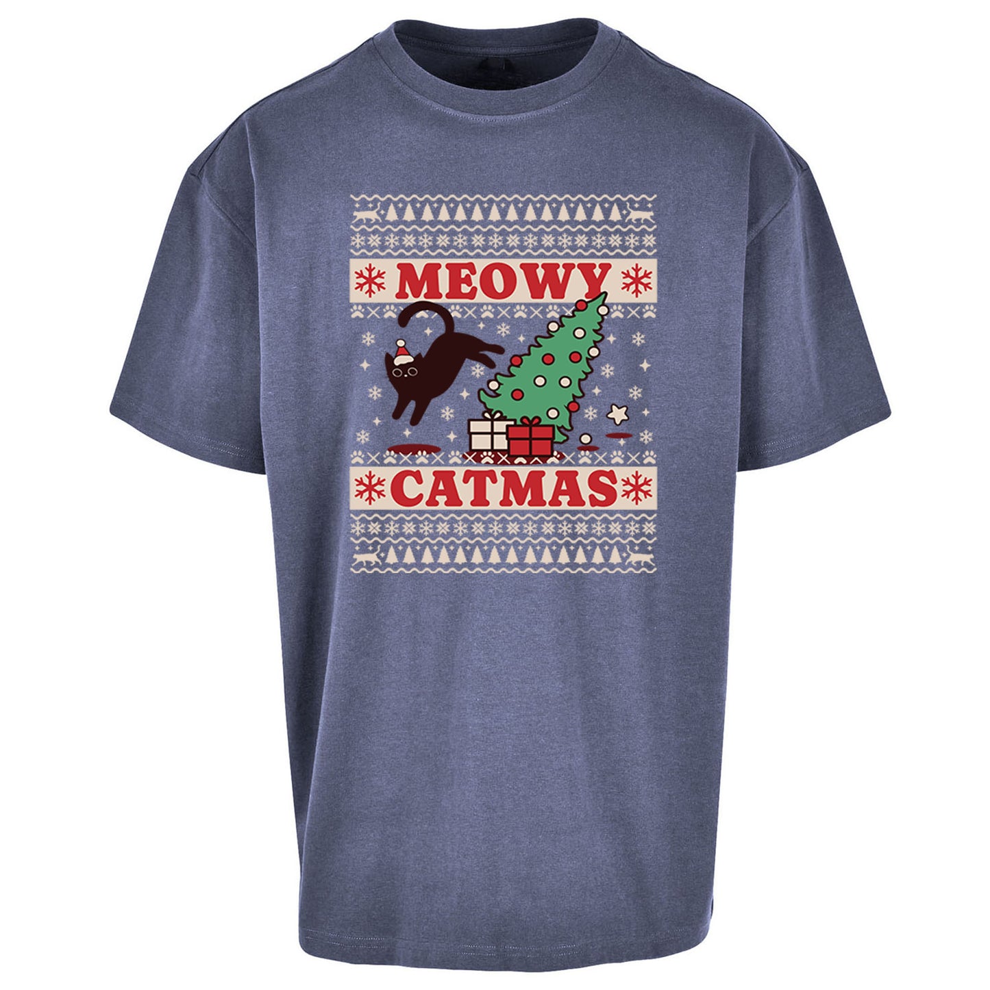 Christmas Cat Oversized T Shirt