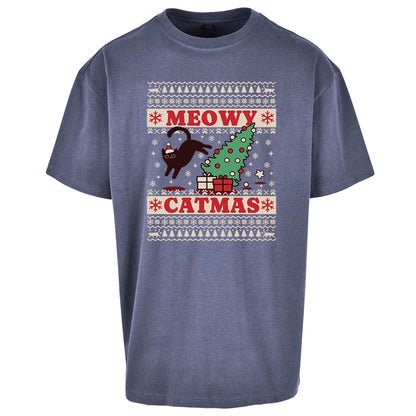 Christmas Cat Oversized T Shirt