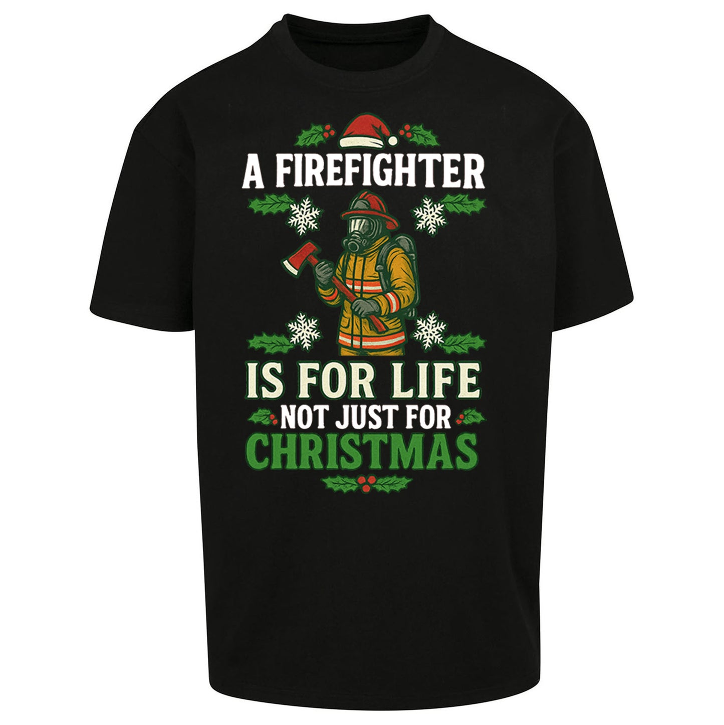 Firefighter Christmas Oversized T Shirt