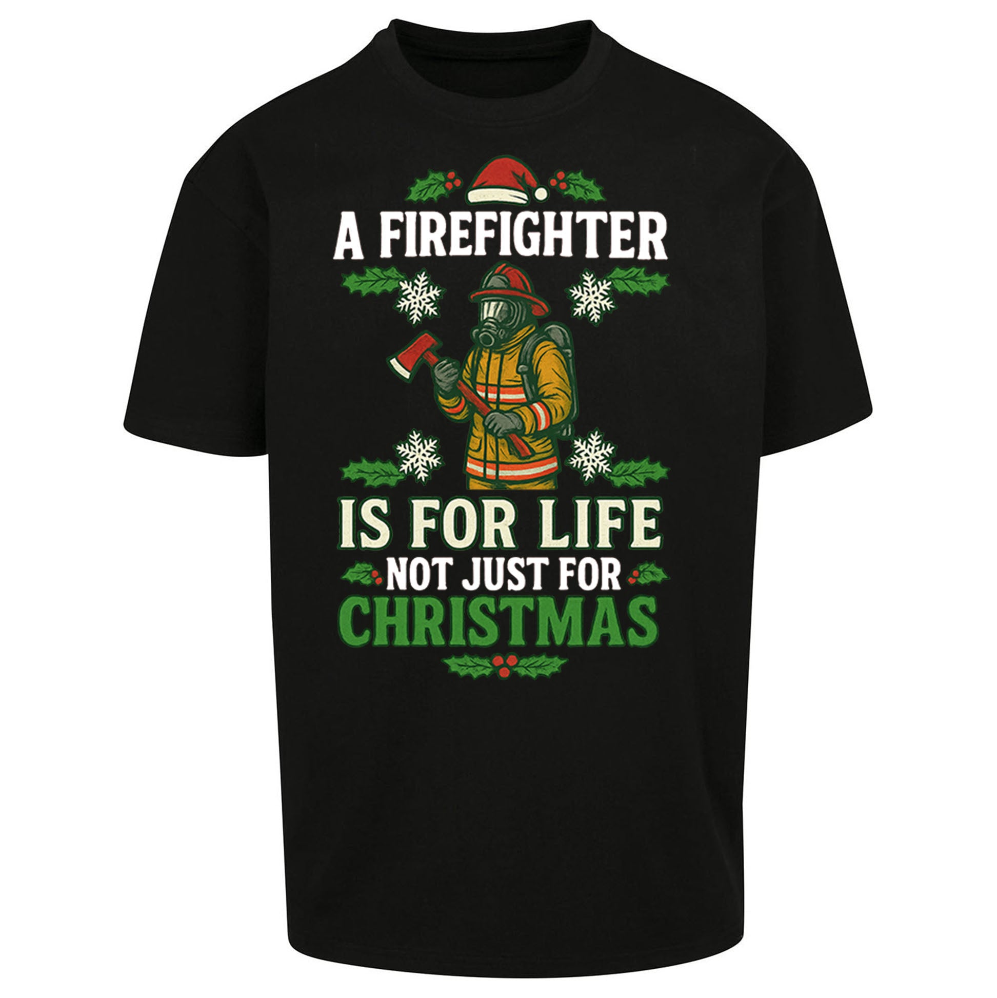 Firefighter Christmas Oversized T Shirt