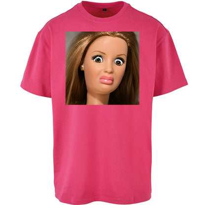 Funny Distressed Doll Face Meme Oversized T Shirt